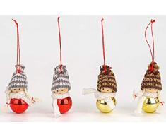 BRUBAKER 4-teiliges Set Weihnachtswichtel aus Holz und Strick Baumanhänger Weihnachtsanhänger 8 cm in Geschenkbox