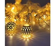 LED Globe Lichterketten, Dekorative Marokkanische Kugeln, 40 Kleine Golden Geschnitzt Globen, Batteriebetrieben mit Timer