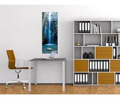 Wallario Glasbild Wasserfall bei Sonneneinfall - 50 x 125 cm in Premium-Qualität: Brillante Farben, freischwebende Optik