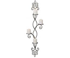 WANDKERZENLEISTE KERZENHALTER 4ER EISEN HÖHE 90 CM LANDHAUSSTIL