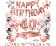 MMTX 40 Geburtstag Dekoration, Geburtstag Party Luftballon Deko mit Happy Birthday Luftballon,Druck Latex Luftballons Sterne Herz Folienballons für Schwarz Silber Junge Männer Mädchen Frauen
