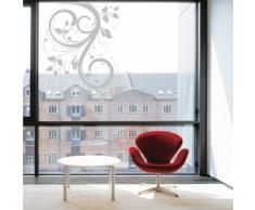 INDIGOS UG - Wandtattoo Wandsticker Wandaufkleber Aufkleber w659 schöne Tribal Blatt 80x60 cm Glasdekor Silber fein