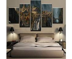 WJWORLD Poster,5 Teilig Leinwanddrucke Leinwand stück Kunstdruck modern Wand Aufhängen Home Dekoration Moderne Gemälde HD Panel/Herr Der Ringe/Mit Rahmen