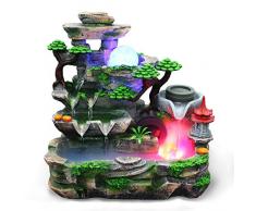 QAQWER Tischbrunnen Zimmerbrunnen Zimmerspringbrunnen Meditation Wasserfall Indoor&Outdoor Dekoration Für Büro- Und Heimdekoration Grünb 27 * 19 * 27CM,Foggy
