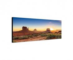 Panoramabild auf Leinwand und Keilrahmen 150x50cm USA Monument Valley Felsen Abendsonne