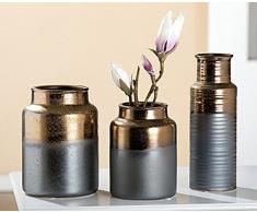 GILDE Keramik Flaschenvase 2 Stück braun perleffect L = 10,5 x B = 10,5 x H = 31 cm