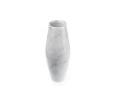 Weißer Marmor Vase massiv, runde Bodenvase oder Standvase: edler Weiss-Marmor, Unikat aus Naturstein. Maße Ø/H: 10/32cm, Gewicht: ca. 4,5 kg