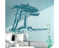 ilka parey wandtattoo-welt® Wandtattoo Wandbild Wandaufkleber Wandsticker Aufkleber Sticker Ostsee Hiddensee mit Leuchtturm M1929 ausgewählte Farbe: *dunkelblau* ausgewählte Größe: *XL - 127cm breit x 100cm hoch*