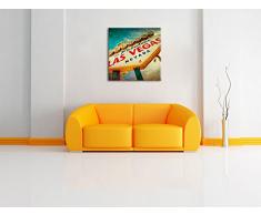 Las Vegas Retro Look, Format: 40x40 auf Leinwand, XXL riesige Bilder fertig gerahmt mit Keilrahmen, Kunstdruck auf Wandbild mit Rahmen, günstiger als Gemälde oder Ölbild, kein Poster oder Plakat