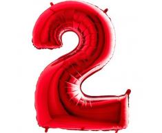 Trendario Folienballon Zahl 2 (Rot) XXL Riesenzahl 100cm Ballon - Helium Luftballons für Geburtstag, Partydeko, Hochzeit (Zahl 2, Rot)