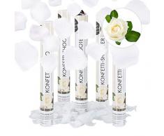 Relaxdays 5er Set Partypopper Rosenblätter, 40 cm, für Hochzeit und Verlobung, Konfettikanone bis 8 m Höhe, Konfettiregen, weiß