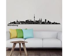 Wandkings Skyline Wandaufkleber Wandtattoo - 125 x 30 cm in schwarz - Deine Stadt wählbar - Nürnberg