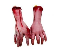 Echthaar Arm Hände Bloody Dead Körperteile Haunted House Halloween Dekorationen, 2-teilig (rechts und links) (Hände)