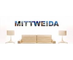INDIGOS UG - Wandtattoo Wandsticker Wandaufkleber - Aufkleber farbige Wandschrift Städtename Städtename Mittweida mit Sehenswürdigkeiten 80 x 13 cm Länge