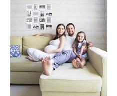 Relaxdays Bilderrahmen Collagen, für 16 Bilder, 9 x 13, Hoch- oder Querformat, Kunststoffrahmen, HxB 70 x 70 cm, weiß