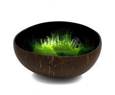 cocovibes Coconut Bowl, Kokosnuss Schale Deko, handgemacht, nachhaltig, lackiert grün, 2er Set