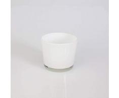 INNA-Glas Kleines Windlicht - Glasvase Alena, weiß, 8,5cm, Ø 10cm - Kerzenhalter - kleines Pflanzgefäß
