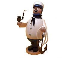 Kuhnert Drechslerei Rauchmann/Räucherfigur aus Holz - Max als Matrose mit Anker - 16cm Höhe - Made in Germany