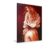 Calvendo Premium Textil-Leinwand 60 cm x 90 cm hoch, Rote Schönheit | Wandbild, Bild auf Keilrahmen, Fertigbild auf Echter Leinwand, Leinwanddruck: Erotik handsigniert, Ölgemälde Menschen Menschen