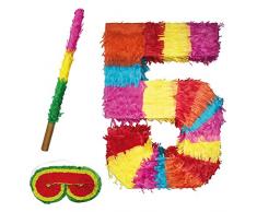 Party Factory Pinata Zahlen Set 0-9 + Stab + Augenmaske Kinder Geburtstag Schlag-Pinata 50 x 35 x 8cm Dekoration Geburtstagsdeko (5)