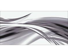 Artland Qualitätsbilder I Glasbilder Deko Glas Bilder 100 x 50 cm Abstrakte Motive Gegenstandslos Digitale Kunst Grau D1KD Schöne graue Welle