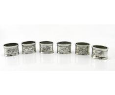 6 Pack Serviettenringe zinn Silber, handgefertigt in Italien von Cavagnini
