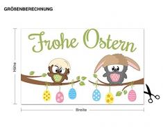 Fenstersticker Eulen wünsche frohe Ostern B x H: 40cm x 24cm (erhältlich in 7 Größen)