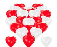 Premium Herzluftballons Rot Weiß 50 Stück. Je 25 Luftballons. XL Größe 30cm. Die Ballons mit Edler Herzform dienen als hochwertige Deko. Die Herzen sind mit Luft oder Helium füllbar
