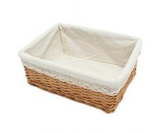 BESTOMZ Weidenkorb weißes Futter Weide Aufbewahrungskorb Mehrzweck - Größe S