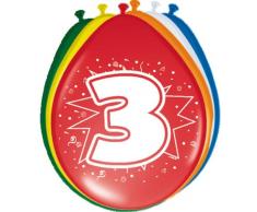 8 Luftballons Zahl 3 Geburtstag bunt