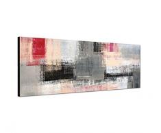 Bilder Wand Bild - Kunstdruck 120x40cm Kunstmalerei abstrakt grau rot gelb weiß