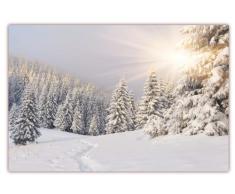 XXL Poster 100 x 70cm (F-220) Tiefverschneite Winterlandschaft mit Bäumen welche unter der Schneelast ächzen, die Sonne strahlt vom Himmel (Lieferung gerollt!)