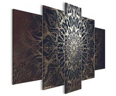 decomonkey Bilder Mandala 100x50 cm 5 Teilig Leinwandbilder Bild auf Leinwand Wandbild Kunstdruck Wanddeko Wand Wohnzimmer Wanddekoration Deko Modern Abstrakt schwarz Gold
