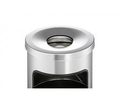 Durable 333223 Papierkorb Metall mit Ascher Safe, selbstlöschender Standaschenbecher mit 17l Mülleimer und 2l Ascher, silber