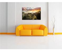 Gigantisches Dorf in China, Format: 100x70 auf Leinwand, XXL riesige Bilder fertig gerahmt mit Keilrahmen, Kunstdruck auf Wandbild mit Rahmen, günstiger als Gemälde oder Ölbild, kein Poster oder Plakat