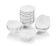MALACASA, Serie Ramekin.Dish, 16er Set SUPER Mini 3,5/9 * 8 * 3cm Dessertschäle Porzellan Snack Vorspeise Nachtisch Schälchen Dekoschäle