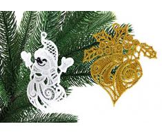 Christbaumanhänger, Weihnachtsbaumanhänger, Geschenkanhänger, freistehende Spitze, Gold Weiß 2er Set