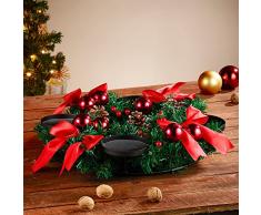Britesta Adventskranz ohne Kerzen: Adventskranz mit rotem Schmuck, Ø 30 cm (Adventskranz ohne Nadeln)