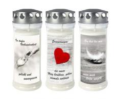 3 Grabkerzen - Grablicht - Motivkerze - Gedenkkerze - Dauerbrenner 150-160 Std.