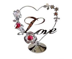 Crystocraft Dekofigur Herz mit Swarovski-Kristallen in Geschenkverpackung, Rot / Rosa