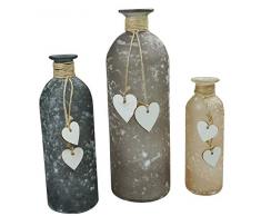 khevga Deko-Vasen im 3er Set aus Glas mit Herz - satiniertes Glas