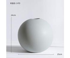ChengSongKanBaiHuo Nordic Keramik Kreative runde Kugel-Blumen-Vase Wohnzimmer-Dekoration Tisch Getrocknete Blumenschmuck Jäten Geschenk (Color : L)
