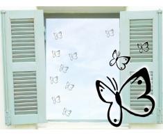 Fenstertattoo selbstklebende ~ Schmetterlinge Butterfly4 ~ glas061 Aufkleber für Fenster, Glastür und Duschtür, Badezimmer Glasdekor Fensterbild, wasserfeste Glasdekorfolie in Sandstrahl - Milchglas Optik (9 Stück je 6 cm)