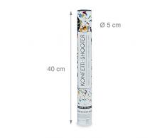 Relaxdays 5 x Party Popper 40 cm im Konfettikanonen Set, Konfetti Bombe für Hochzeit und Geburtstag, Konfetti Shooter 6-8 m Effekthöhe, bunt metallic