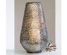 STIMMUNGSVOLLES BODENWINDLICHT Plata aus Metall Kerzenhalter Windlicht 46cm hoch antiksilber