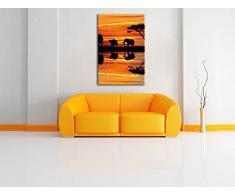 Afrika Elefant in Sonnenschein schwarz/weiß, Format: 70x100 auf hochkantiges Leinwand, XXL riesige Bilder fertig gerahmt mit Keilrahmen, Kunstdruck auf Wandbild mit Rahmen, günstiger als Gemälde oder Ölbild, kein Poster oder Plakat
