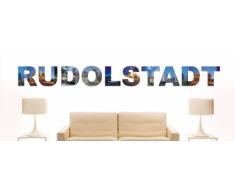 Wandtattoo farbige Wandschrift Städtename Rudolstadt mit Sehenswürdigkeiten 180 x 17 cm Länge