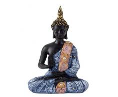 Lifestyle & More Moderne Skulptur Dekofigur Buddha aus Kunststein schwarz/blau 15x11 cm