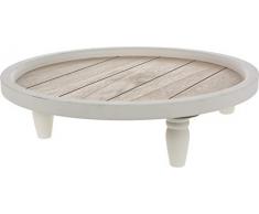 Home Collection Deko Tablett 38 cm Holztablett Kerzentablett auf 3 Füßen weiß/braun