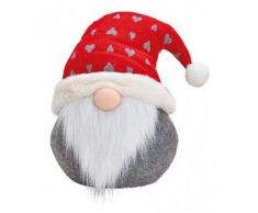 TEMPELWELT Deko Figur Türstopper Wichtel Zwerg Knollnase 25 cm groß aus Textil Wolle Kunstfell grau rot weiß, Weihnachtswichtel Dekofigur Winter